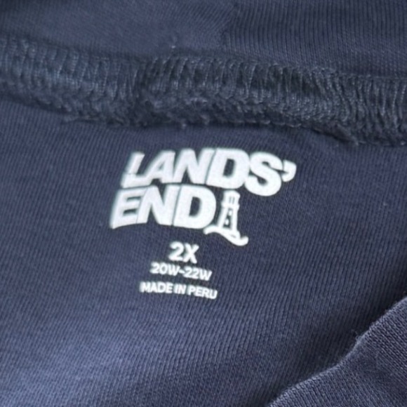 Lands End Women's Plus Size Relaxed Cotton Long Sleeve Mock Turtleneck 2X Navy - Picture 3 of 10